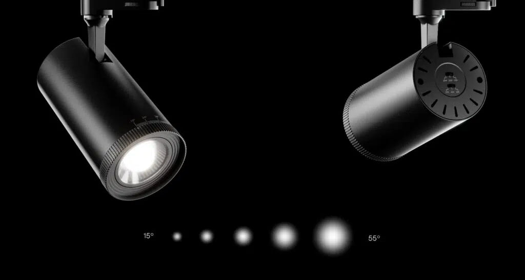 ART FOCUS SPOT MULTI FAISCEAU 15° - 55° SWITCH POWER 15W 20W 25W - 2700 3200 4000 K - SUR RAIL UNIVERSEL - REF ZOOM